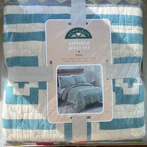 Hypnotic Quilt Set - King Size - Blue and White
